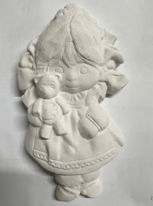 Doll with Teddy Bear Plaster Painting