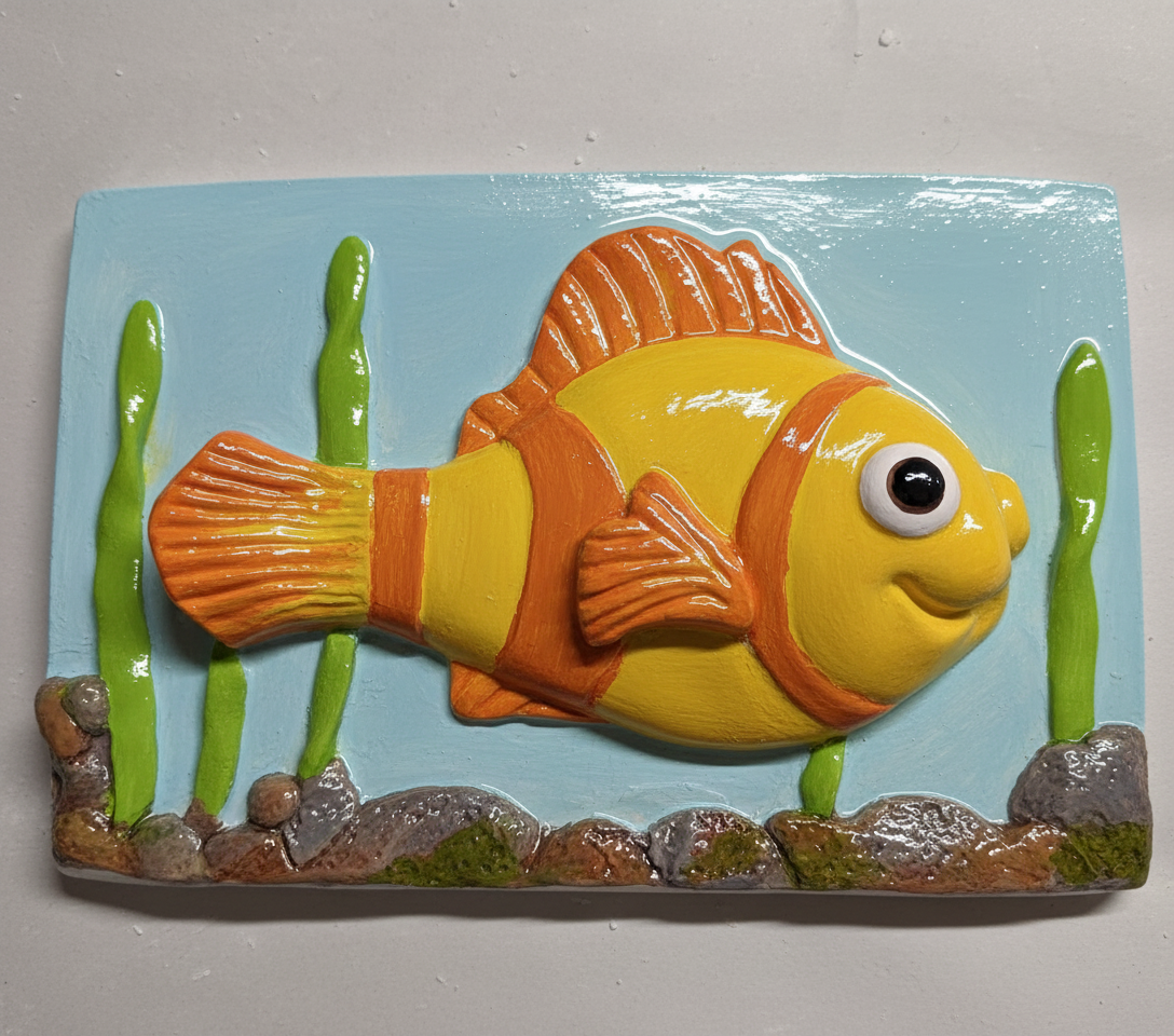 Fish in Fish Tank Plaster Painting