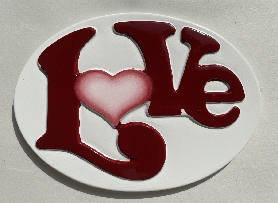 Oval Love Plaster Painting
