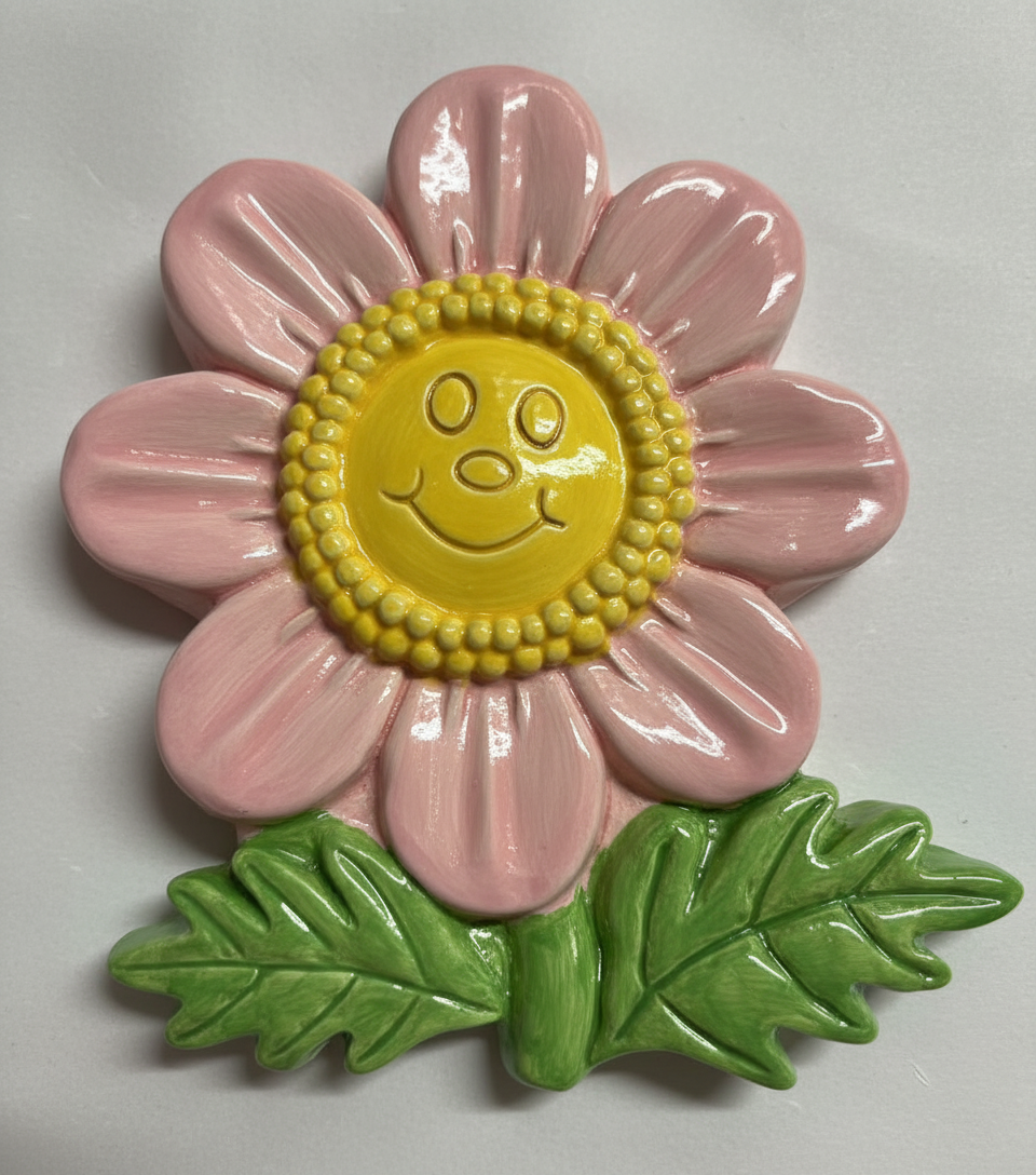 Smile Flower Stem Plaster Painting Large