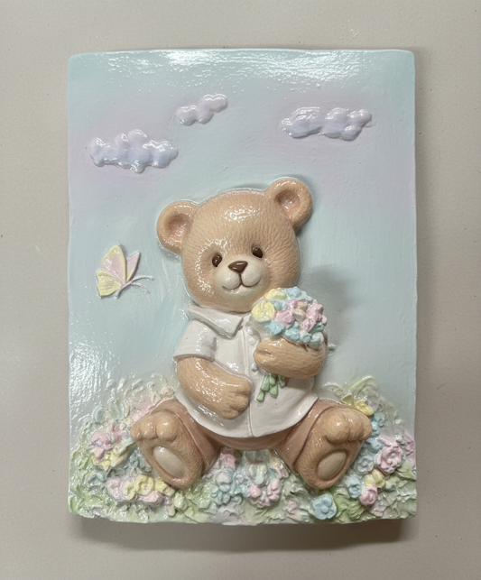 Bear Flowers Plaster Painting