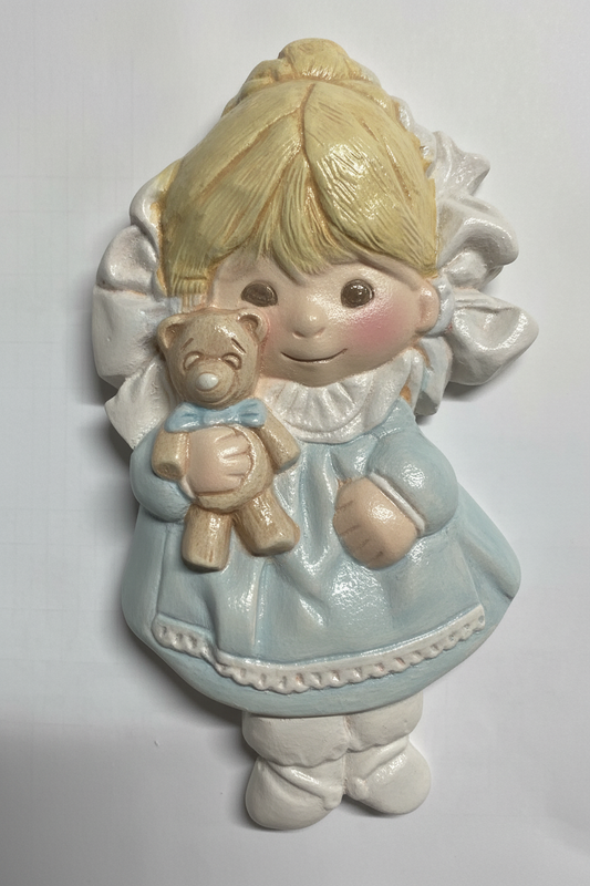 Doll with Teddy Bear Plaster Painting