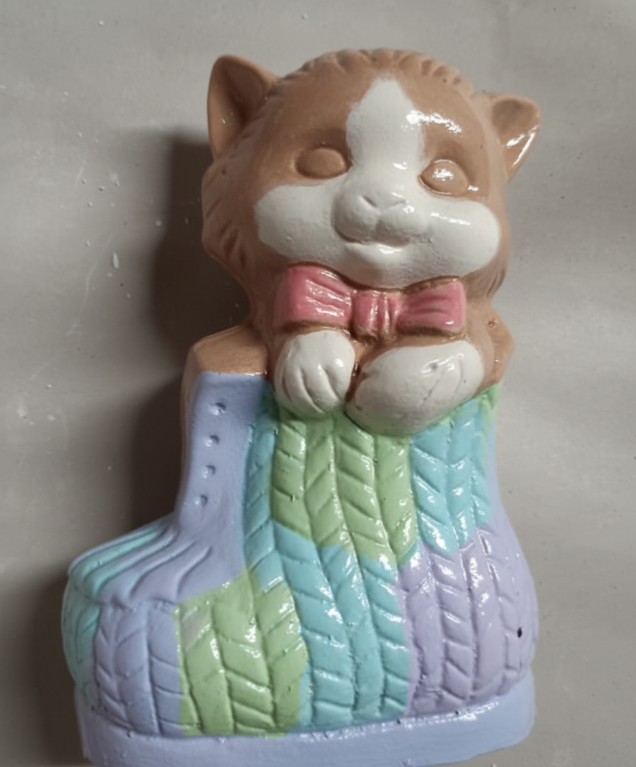 Kitten in a Boot Plaster Painting