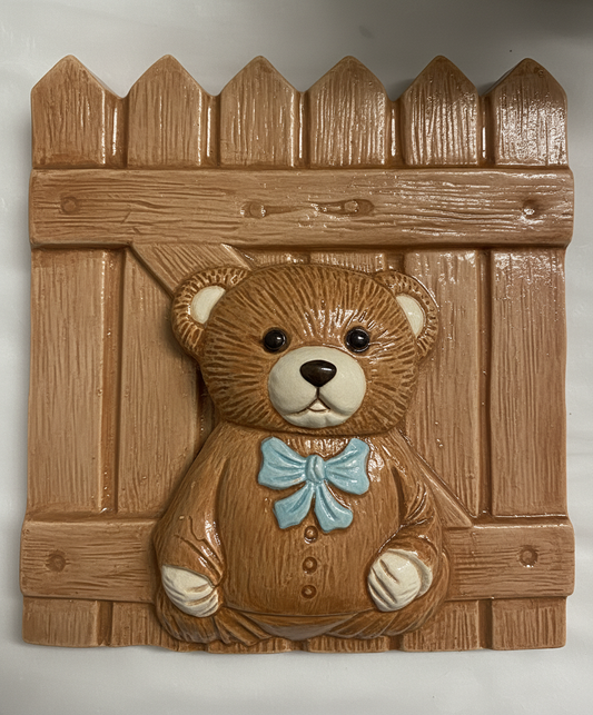 Bear on Fence Plaster Painting