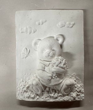 Bear Flowers Plaster Painting