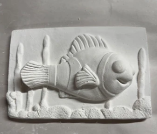 Fish in Fish Tank Plaster Painting