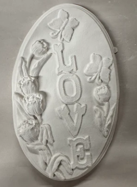 Oval Love Butterflies Plaster Painting Large