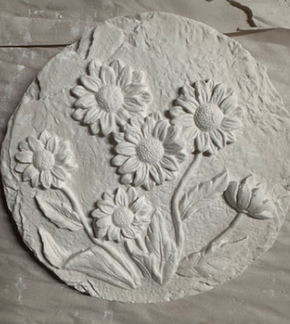 Sunflowers Round Plaster Painting